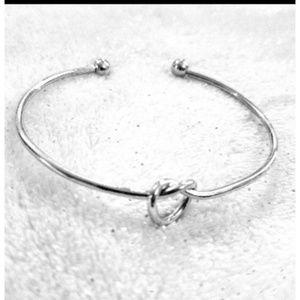 Silver Open Cuff Love Knot Bangle Bracelet